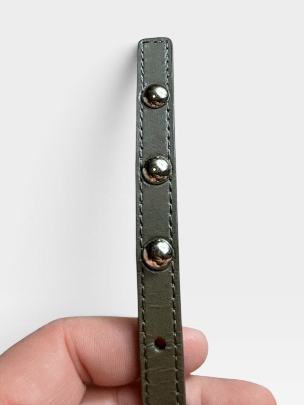 Rebecca Minkoff Leather Zipper Studded Belt Green - Picture 4 of 5